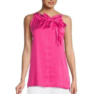 Ramy Brook 'Addy' Satin Tie-Neck Sleeveless Top, Bright Pink